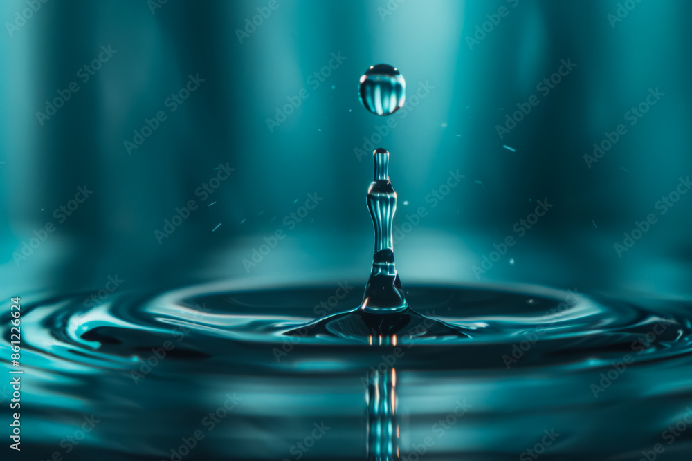 Aufkleber close-up water drop splash macro photography, background with empty space for text