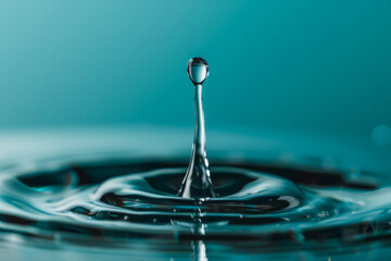 Close-up water drop splash macro photography, background with empty space for text 