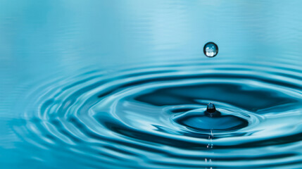 Close-up water drop splash macro photography, background with empty space for text 