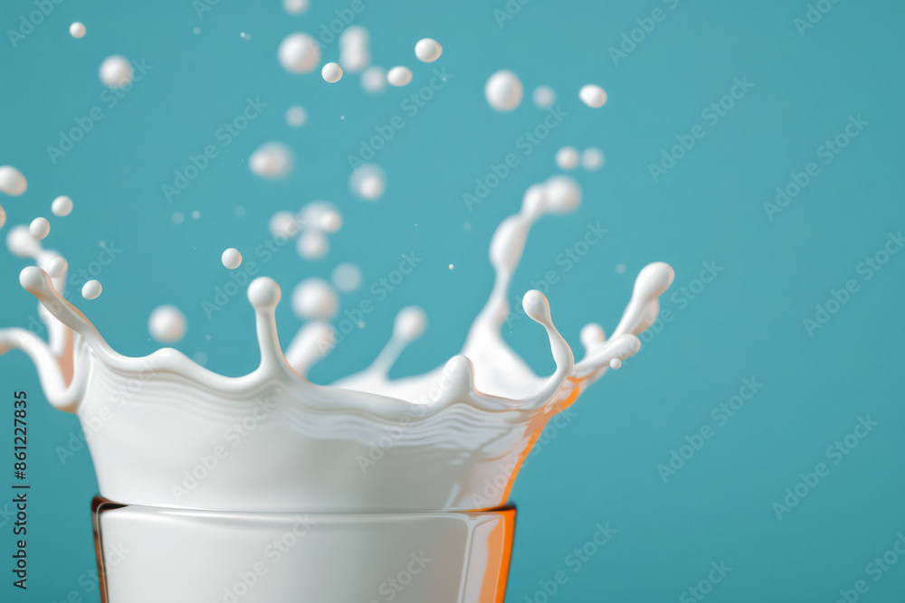 Aufkleber dynamic high-speed milk splash photography, background with empty space for text