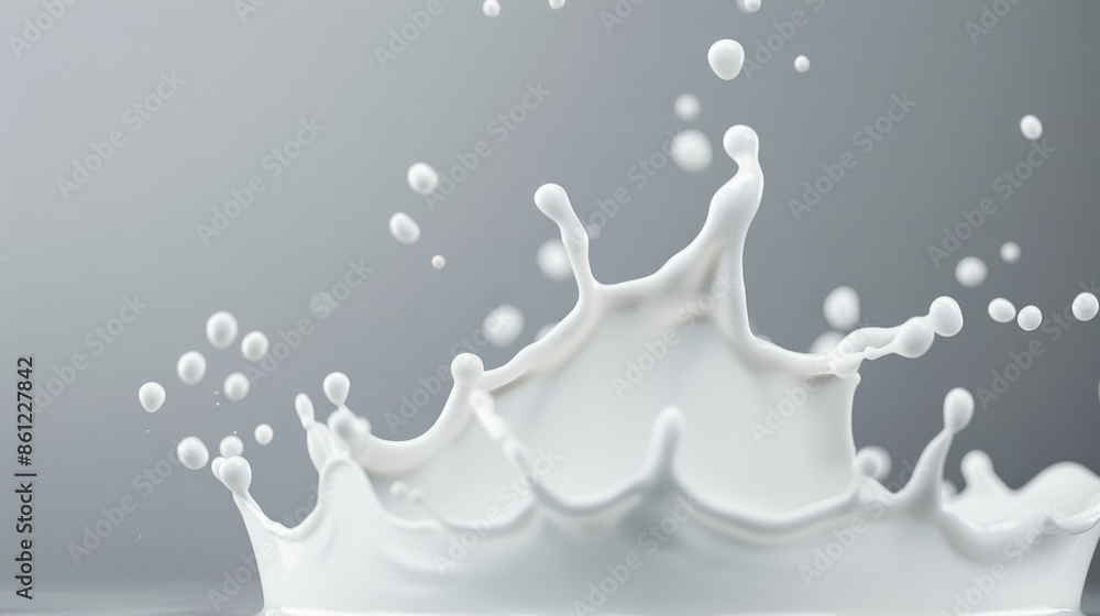 Poster dynamic high-speed milk splash photography, background with empty space for text