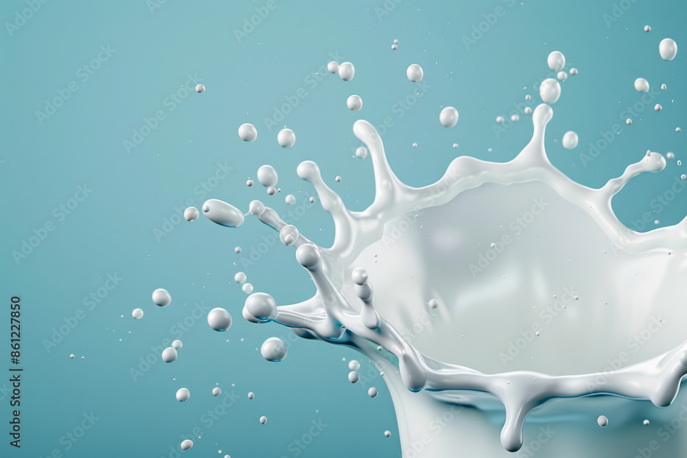 Poster dynamic high-speed milk splash photography, background with empty space for text