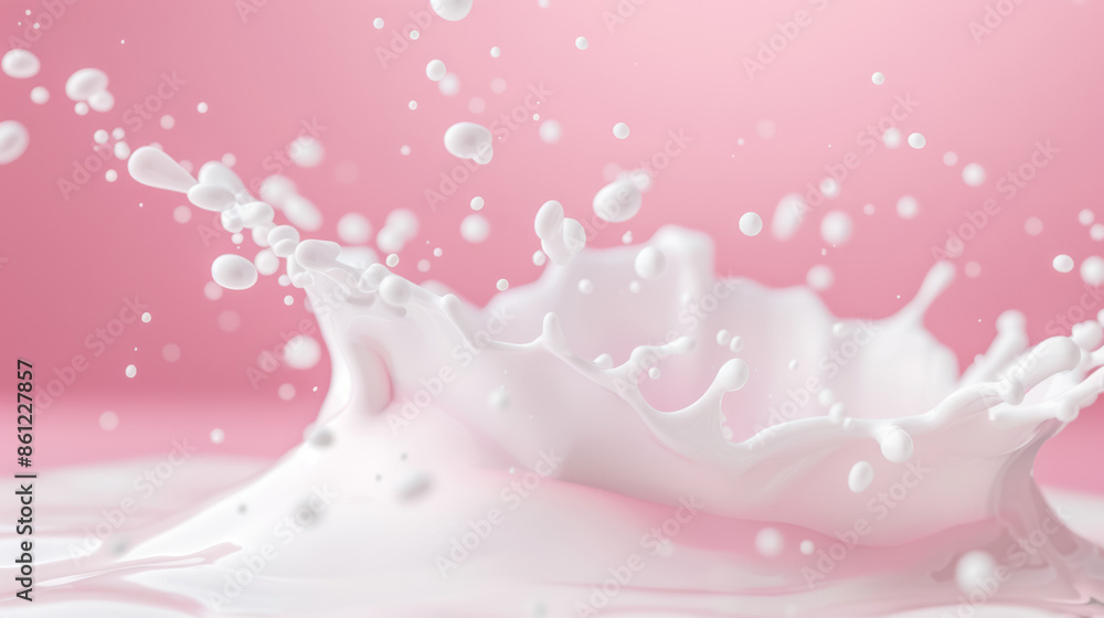 Poster dynamic high-speed milk splash photography, background with empty space for text