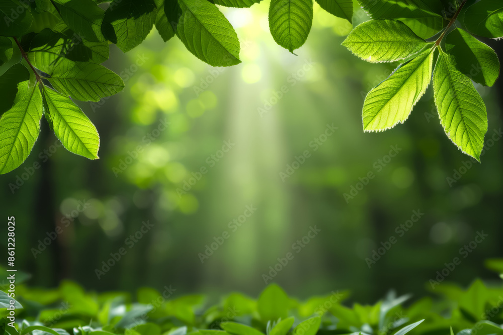 Poster enchanting fairy-tale forest canopy, background with empty space for text