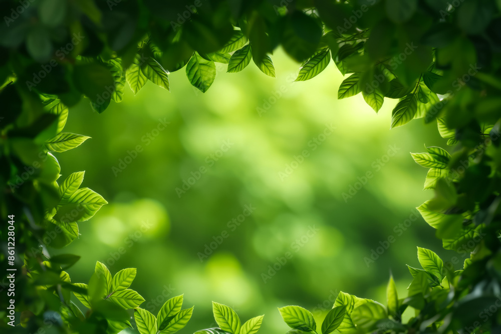 Poster enchanting fairy-tale forest canopy, background with empty space for text