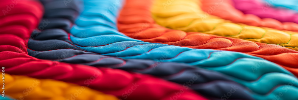 Aufkleber extreme close-ups capturing the intricate patterns of textural quilting on textiles