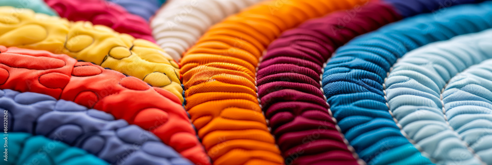 Aufkleber extreme close-ups capturing the intricate patterns of textural quilting on textiles