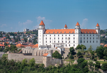 Obraz premium Bratislava, Slovakia. Bratislava Castle is built on a hill above the old town. Popular tourist destination. 