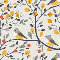 A tree with birds on it and leaves