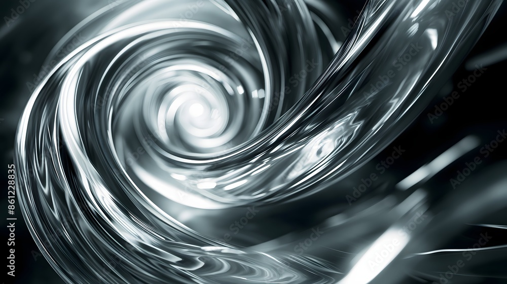 Poster 9. construct a surreal vortex of transparent glass spirals, twisting and distorting light against a 