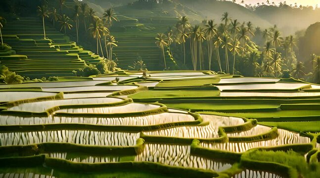 Rice terraces. Rice field