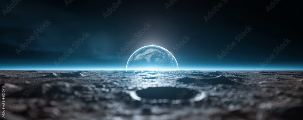 Aufkleber mysterious alien planet landscape, background with empty space for text