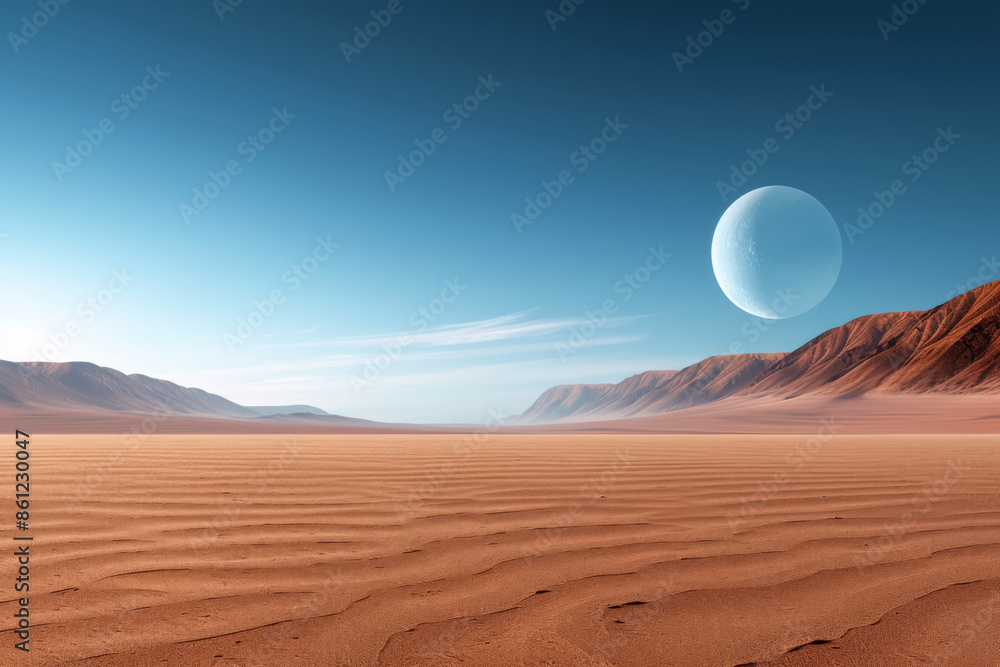 Aufkleber mysterious alien planet landscape, background with empty space for text