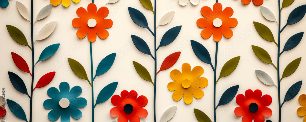 Poster quirky vintage wallpaper patterns, background with empty space for text