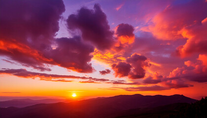 Fototapeta premium Sunset on the sea. Beautiful cloudscape over the sea.