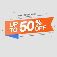 Obraz premium Sale banner template design with geometric background, Big sale special offer up to 50% off. Super Sale, end-of-season special offer banner.