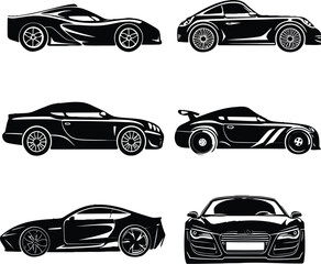 Set of Car Icons Isolated on White Background, Design Elements for Logo, Label, Emblem, Sign, Badge. Vector Illustration