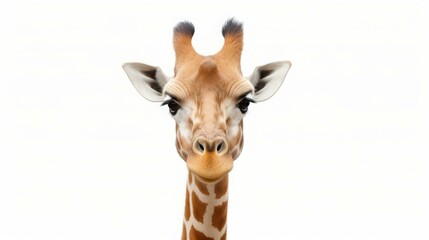 Fototapeta premium A majestic giraffe standing tall on a white background.