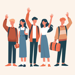 Fototapeta premium A Group of People Waving Hands