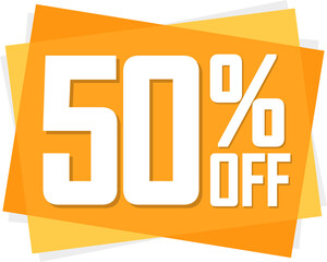 Sale 50% off, discount tag on transparent background. PNG
