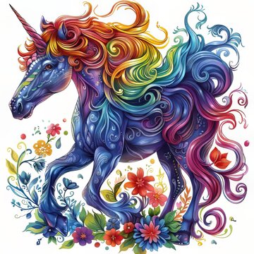 Unicorn Horse Mandala With Flowers