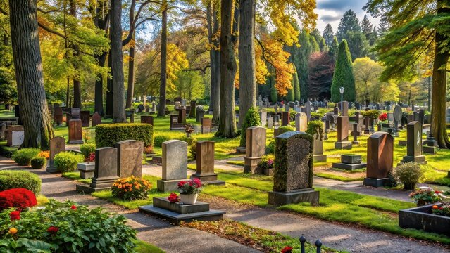 Gravestones at the Hietaniemi cemetery in Helsinki, Finland , cemetery, tombstones, memorial, resting place