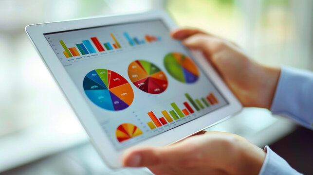 Businessperson diligently reviews economic trends