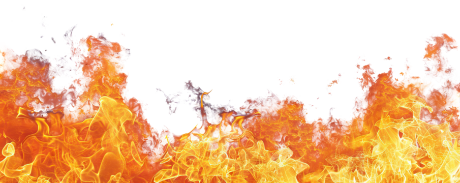 Bright and dynamic fire flames, cut out