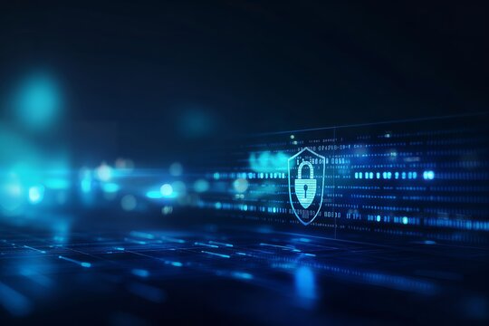 a security icon float in abstract cyber space, concept of digital security, data security, permission and access control