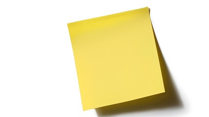 A yellow Sticky Paper notes on white background, task reminder, copy space, mockup. 