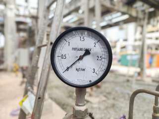 selective focus to Pressure gauge or pressure indicator with broken glass and showing zero square...
