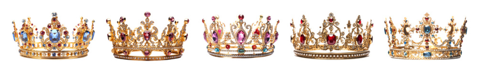 Royal queen crown png cut out element set