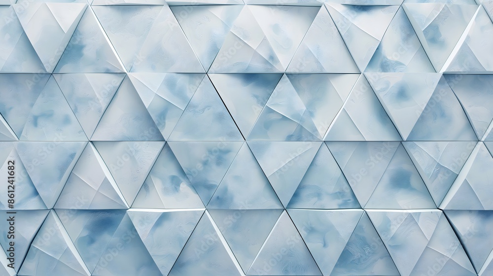 Poster 4. sculpt a symmetrical array of overlapping triangular panels, textured with intricate patterns in 