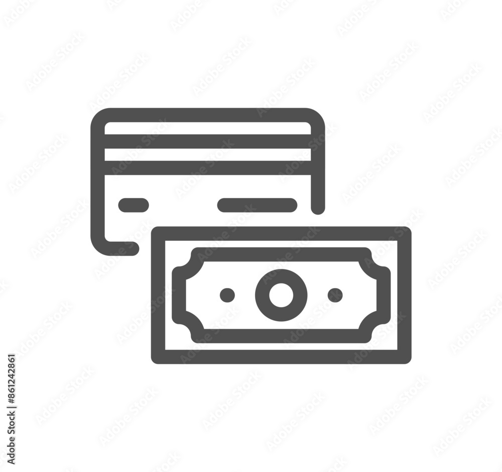 Poster payment method related icon outline and linear vector.