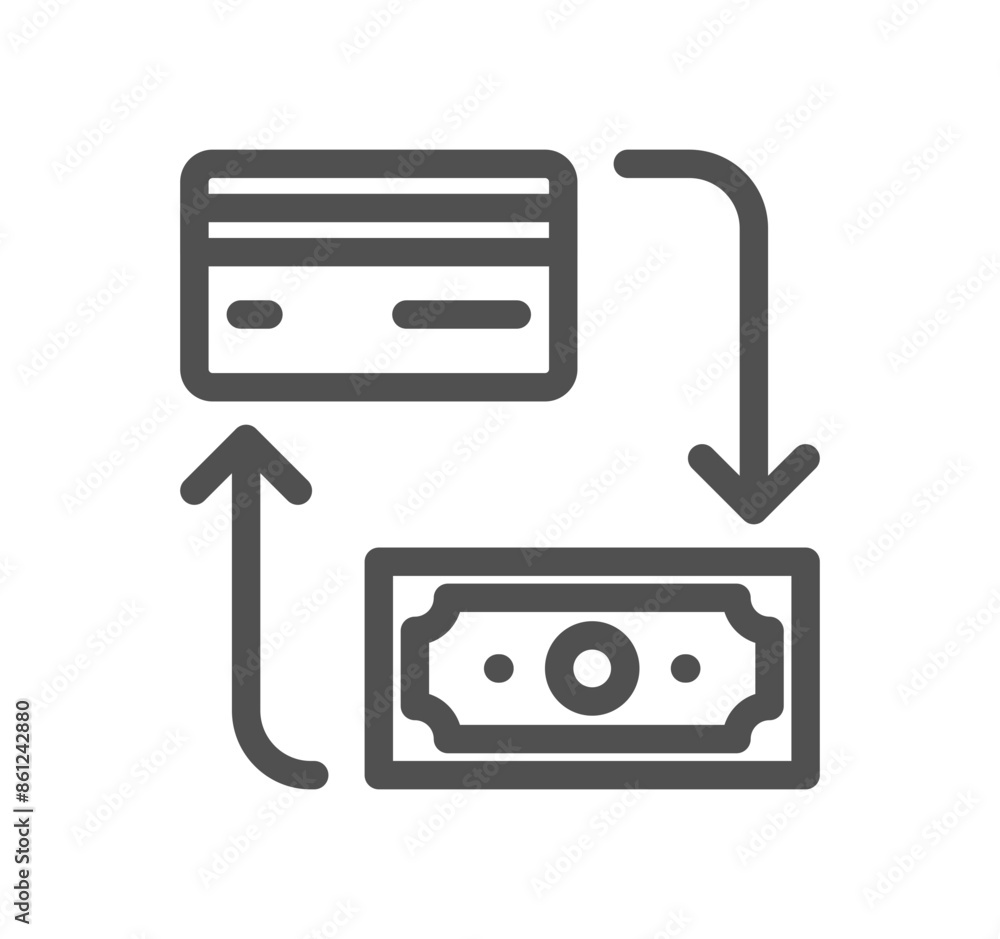 Poster payment method related icon outline and linear vector.