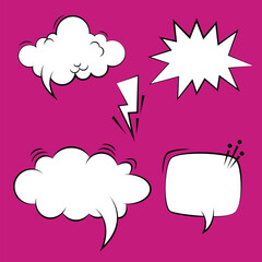 Collection of empty comic speech bubbles. set of speech bubbles. pop art style, text, thought, talk, message, dialogue. empty bubbles. vector illustration