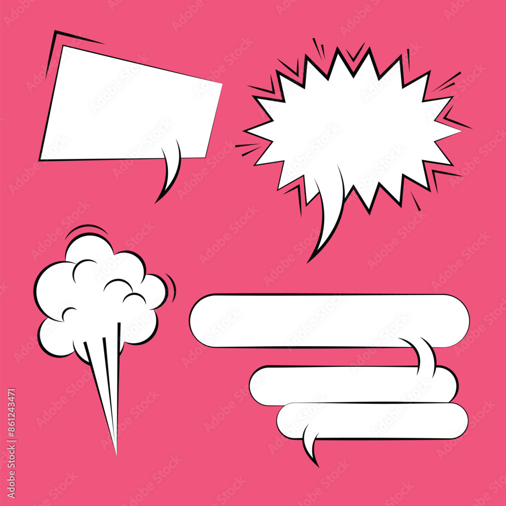 Poster difference shapes of flat empty bubbles. text, thought, talk, message, dialogue. empty bubbles. vect