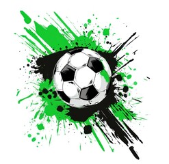 Dynamic Soccer Ball Bursting with Vibrant Green Paint Splashes - Energetic Art - Generative ai