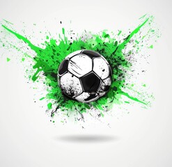 Dynamic Soccer Ball Bursting with Vibrant Green Paint Splashes - Energetic Art - Generative ai
