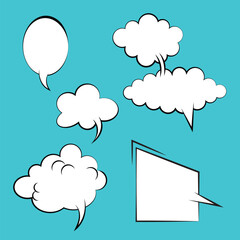 Difference types of comic speech bubbles set, text, thought, talk, message, dialogue. empty bubbles. vector illustration