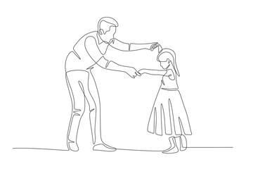 Father and daughter dancing. Father's day concept one-line drawing