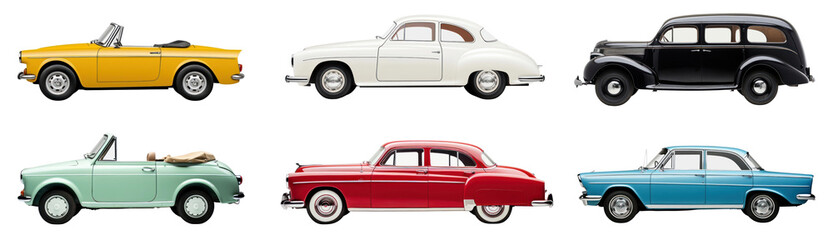 Classic car png cut out element set