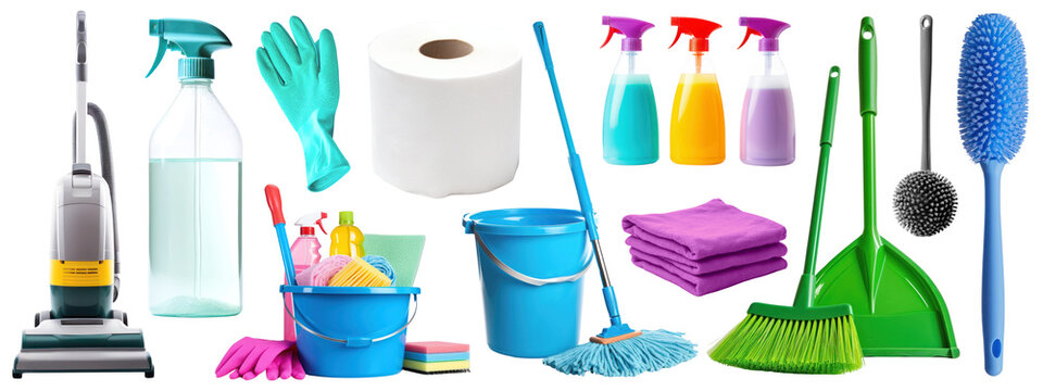 Cleaning supply png cut out element set - Powered by Adobe