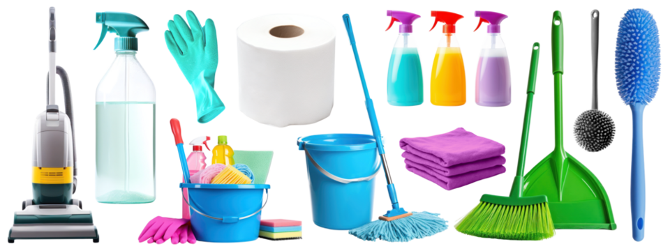 Cleaning supply png cut out element set