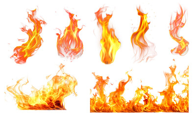 Flame png cut out element set