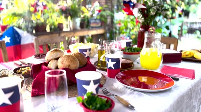Fiestas patrias Chile national day set grill flags cups