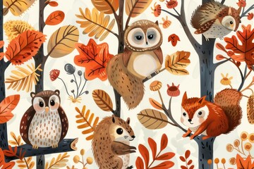 Autumn Forest Friends Illustration