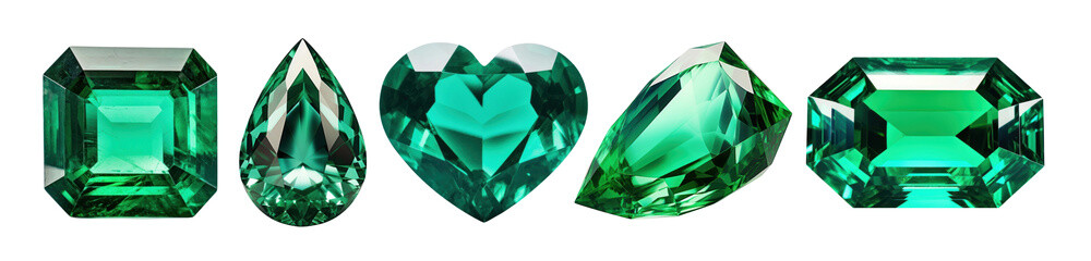 Fototapeta premium Green gemstone png cut out element set