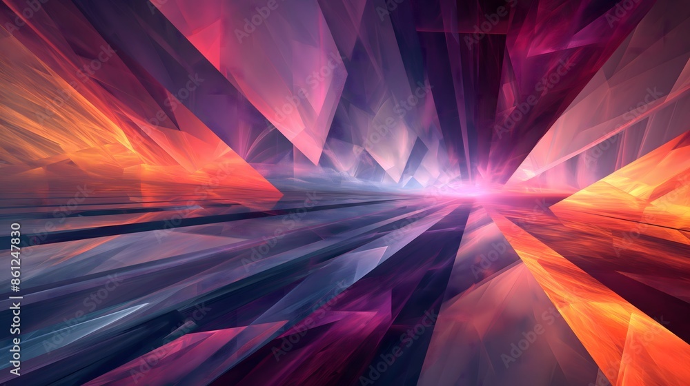 Aufkleber 6. form an abstract composition of geometric fractals unfolding in layers of vibrant gradients, set 