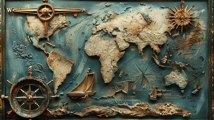 Vintage old sea map background